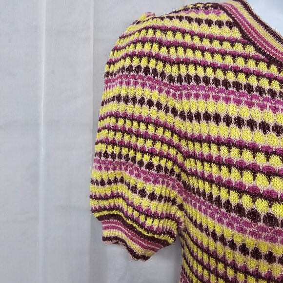 Free People Dress Knit Purple Stripes Twee Retro Mod Bodycon S - Picture 4 of 9